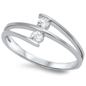 925 Sterling Silver Double CZ Ring