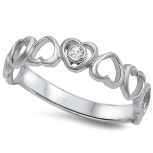 925 Sterling Silver Heart CZ Ring