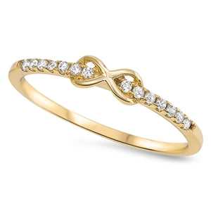 925 Sterling Silver Gold Plated CZ Infinity Style Ring