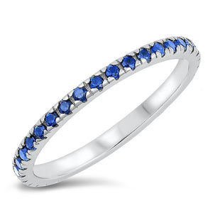 925 Sterling Silver Blue Sapphire CZ Ring