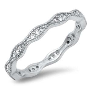 925 Sterling Silver Eternity Band Cubic Zirconia Ring
