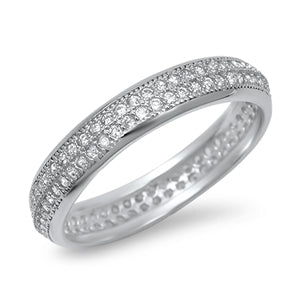 925 Sterling Silver Elegant CZ Mens Wedding Ring