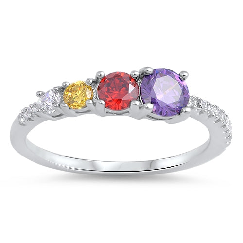 925 Sterling Silver Multicolor CZ Ring