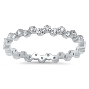 925 Sterling Silver Minimalist Eternity Band CZ Ring