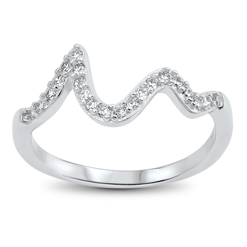925 Sterling Silver Waves CZ Ring
