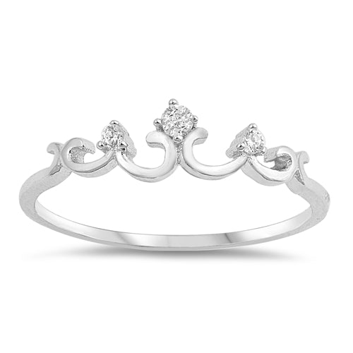 925 Sterling Silver Minimalist Crown CZ Ring