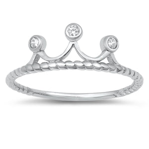 925 Sterling Silver Crown CZ Ring