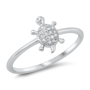 925 Sterling Silver Turtle CZ Ring