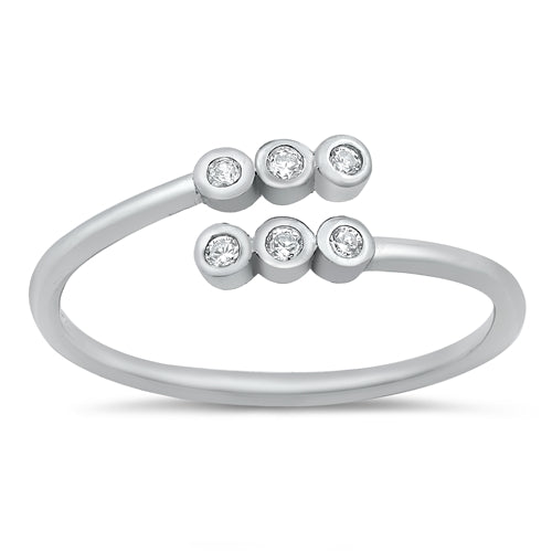 925 Sterling Silver Minimalist CZ Adjustable Ring