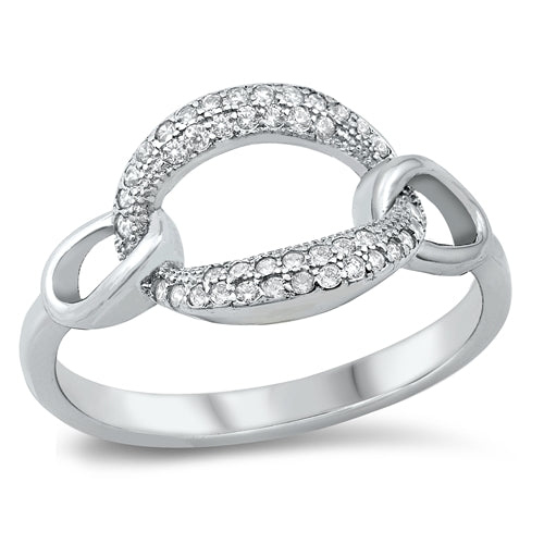 925 Sterling Silver Chain Link CZ Ring