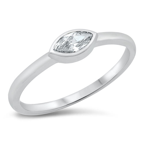 925 Sterling Silver Marquise Clear CZ Ring