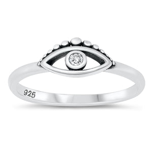 925 Sterling Silver CZ Eye Ring