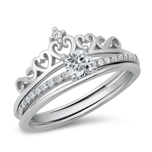 925 Sterling Silver CZ Crown Ring