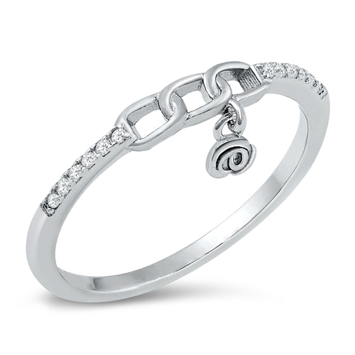 925 Sterling Silver Chain and Rose CZ Ring