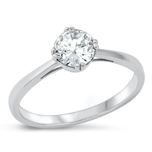 925 Sterling Silver Solitaire Engagement Round CZ Ring
