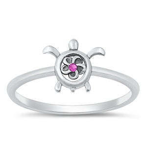 925 Sterling Silver CZ Turtle Ring