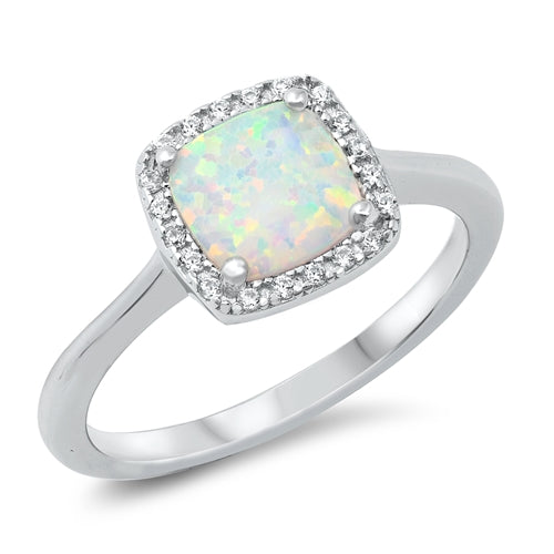 925 Sterling Silver White Opal CZ Ring