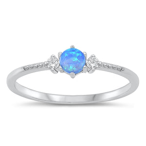 925 Sterling Silver Minimalist Blue Opal Ring