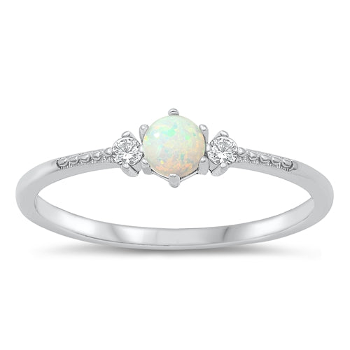 925 Sterling Silver Minimalist White Opal Ring