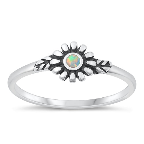 925 Sterling Silver Flower White Opal Ring