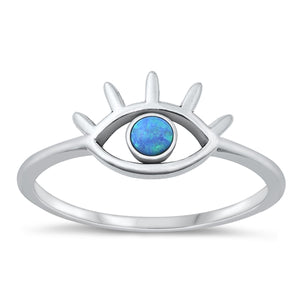 925 Sterling Silver Eye Blue Opal Ring