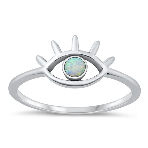 925 Sterling Silver Eye White Opal Ring