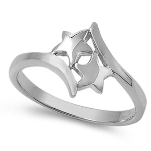 925 Sterling Silver Twin Stars Ring