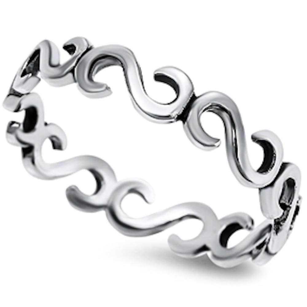 925 Sterling Silver Solid S Design Fashion Band Ring