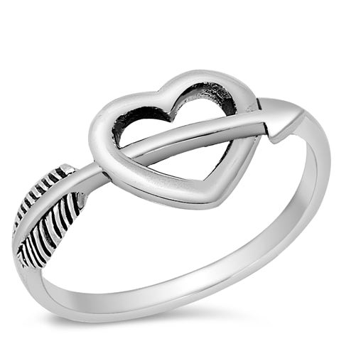 925 Sterling Silver Heart with Arrow Ring