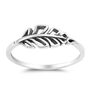 925 Sterling Silver Hollowed Sideways Leaf Ring
