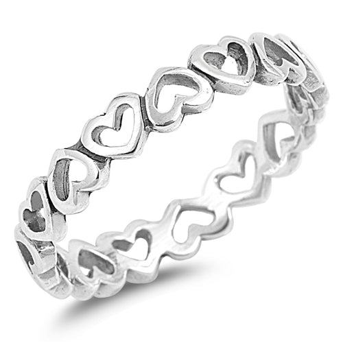 925 Sterling Silver Endless Inverted Heart Ring
