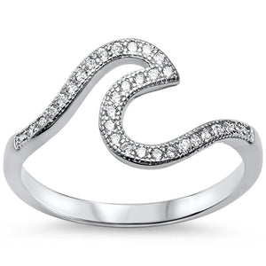 925 Sterling Silver Wave CZ Ring