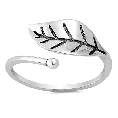 925 Sterling Silver Plain Leaf Adjustable Ring