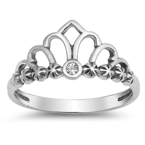 925 Sterling Silver Crown CZ Ring