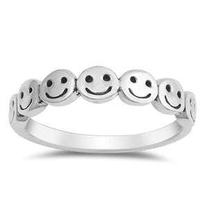 Smiley Faces 925 Sterling Silver Ring