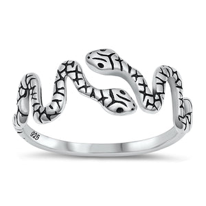 925 Sterling Silver Two Snakes Ring