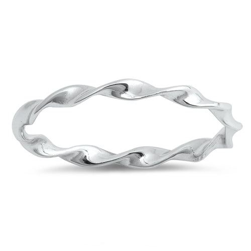 925 Sterling Silver Thin Twisted Band Ring