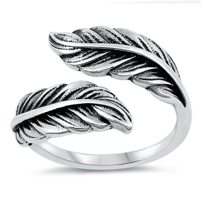 925 Sterling Silver Feathers Ring