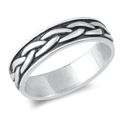 925 Sterling Silver Braid Mens Ring