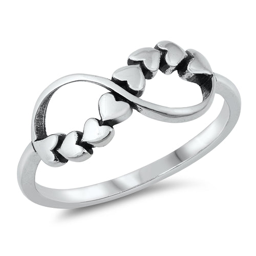 925 Sterling Silver Infinity Hearts Ring