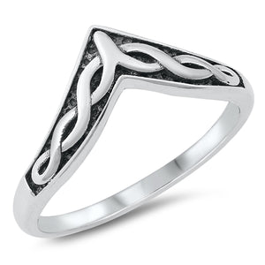 925 Sterling Silver Celtic V Shape Ring