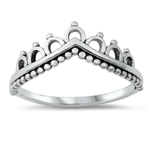 925 Sterling Silver V Shaped Crown Ring