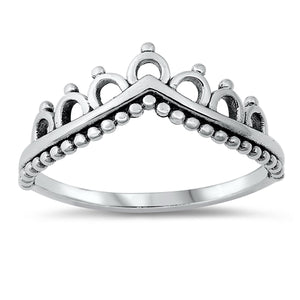 925 Sterling Silver V Shaped Crown Ring