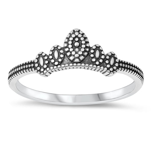 925 Sterling Silver Crown Bali Style Ring
