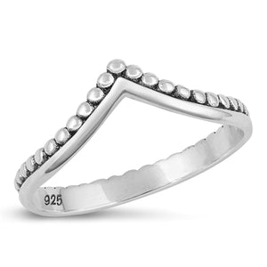 925 Sterling Silver Bali V Ring