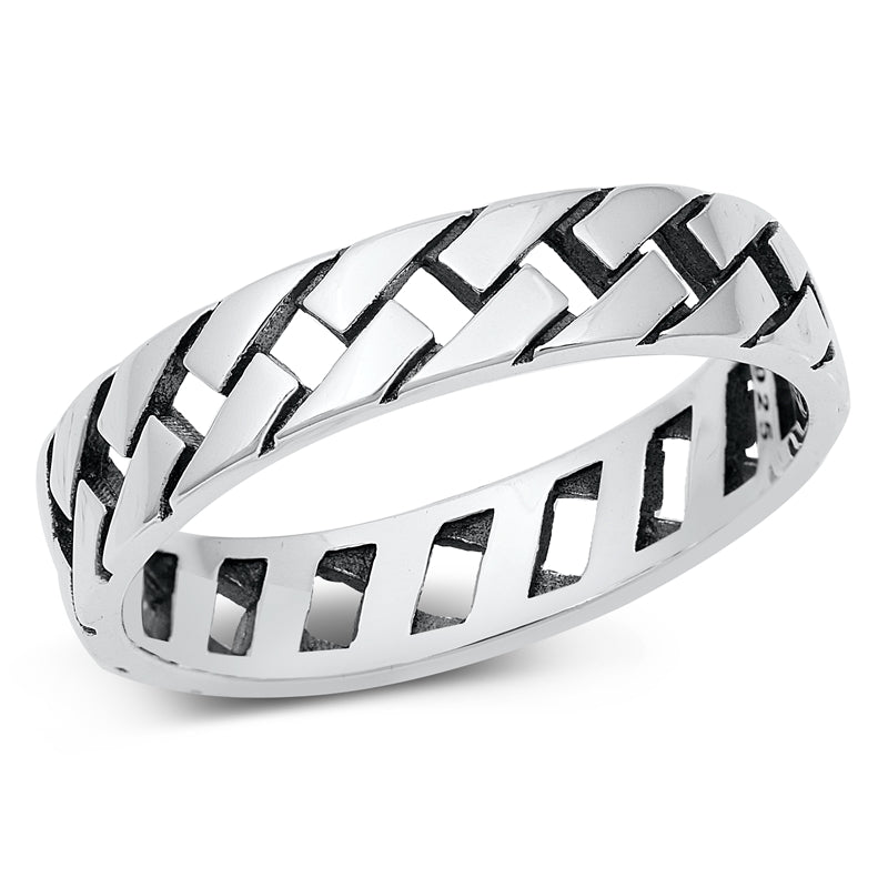 925 Sterling Silver Link Chain Mens Ring