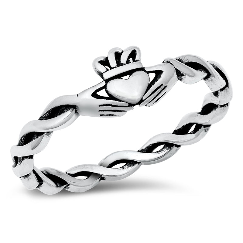 925 Sterling Silver Rope Claddagh Ring