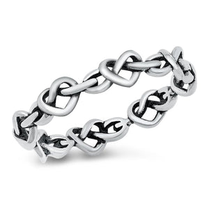 925 Sterling Silver Heart Knots Ring