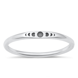 925 Sterling Silver Moon Phases Minimalist Ring