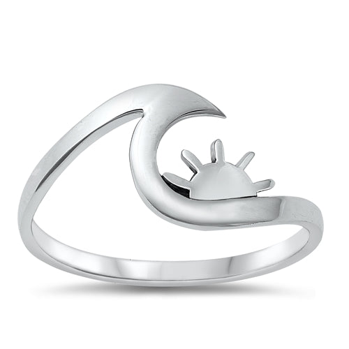 925 Sterling Silver Wave & Sun Ring